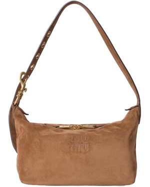 Miu Miu Suede Shoulder Bag - Brown