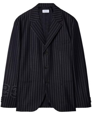 Off-White c/o Virgil Abloh 23-Print Pinstriped Straight Hem Blazer - Blue