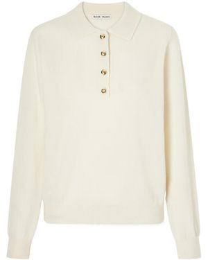 Blazé Milano Highland Wool And Cashmere Blend Polo Collar Sweater - White