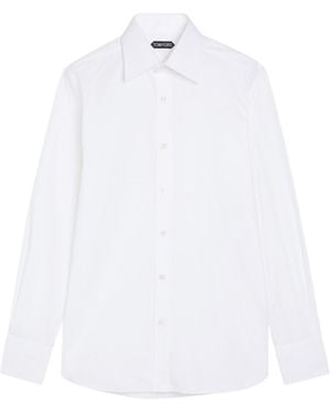 Tom Ford Cotton Long-Sleeve Slim-Fit Shirt - White
