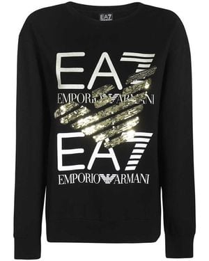 EA7 Round Collar Logo Jumper - Black