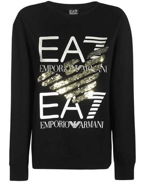 EA7 Round Collar Logo Sweater - Black