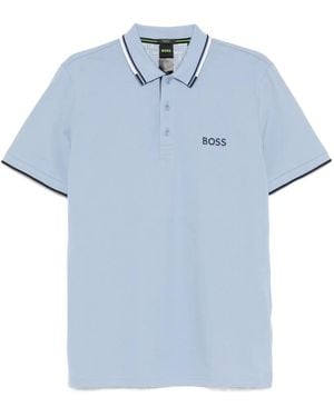BOSS Contrast-Logo Polo Shirt - Blue