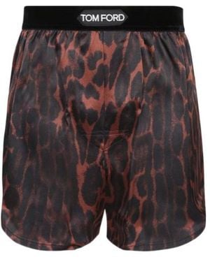 Tom Ford Leopard-Printed Boxers - Black
