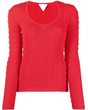 Bottega Veneta Pompom-Detail Knitted Top - Red