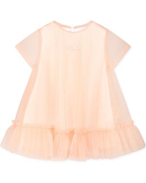 Fendi Ruffle-Detail Dress - Natural