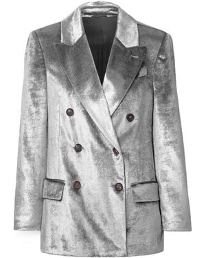 Brunello Cucinelli Long-Sleeved Suit Coat - Gray
