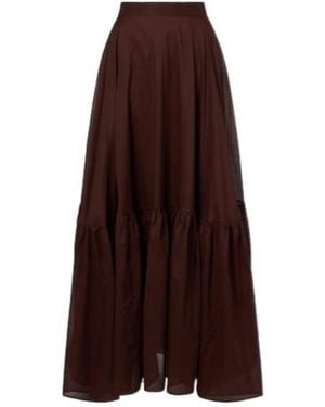 Plan C Cotton Organza Maxi Skirt - Brown
