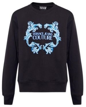 Versace Jeans Couture Embroidered-Motif Cotton Sweatshirt - Blue