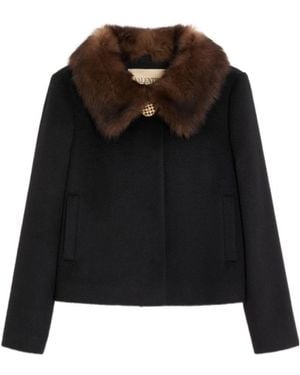 Valentino Baby Camel Drap Jacket - Black