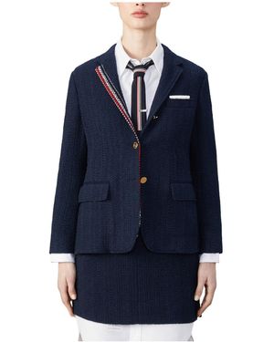Thom Browne Rwb-Striped Tweed Shirt Jacket - Blue