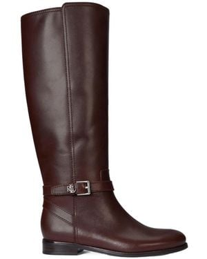 Ralph Lauren Dark Polished Leather Knee-High Boots - Brown