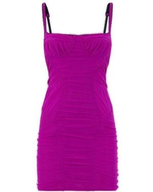 The Attico The Sleeveless Ruched Mini Dress - Purple
