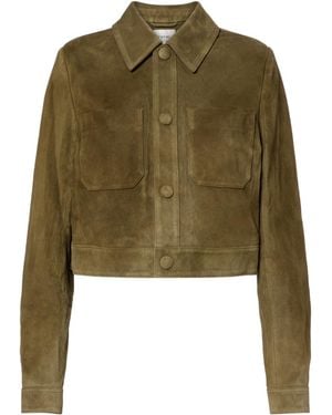 FRAME Button-Front Leather Jacket - Green