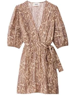 Ba&sh Teodora Printed Wrap Mini Dress - Natural