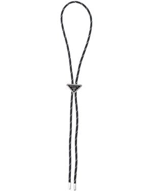 Prada Triangle-Logo Tie - White