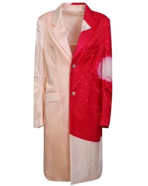 Pleats Please Issey Miyake Graphic Button-Up Coat - Red