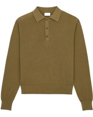 Saint Laurent Button Detailed Long-Sleeved Polo Shirt - Green