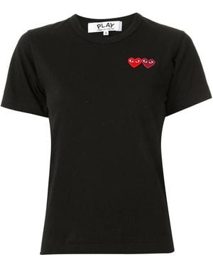 COMME DES GARÇONS PLAY Logo Embroidered Crew Neck T-Shirt - Black