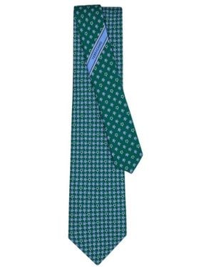 Ferragamo Turtles Print Silk Tie - Blue
