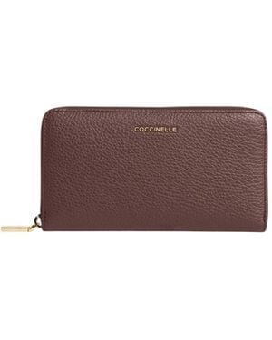 Coccinelle Metallic Grained Leather Wallet - Brown