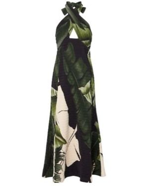 Johanna Ortiz Printed Halterneck Maxi Dress - Green