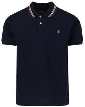 Vivienne Westwood Logo Embroidered Short Sleeve Polo Shirt - Blue