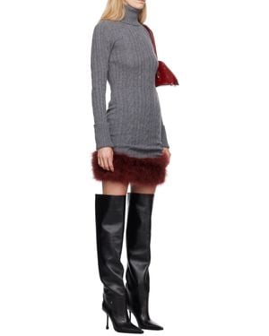 Blumarine Knitted High-Necked Dress - Grey
