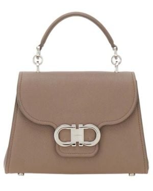 Ferragamo Double Gancini Top Handle (Xs) - Brown