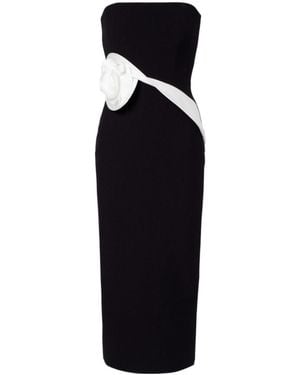 Roland Mouret Floral-Applique Crepe Midi Dress - Black