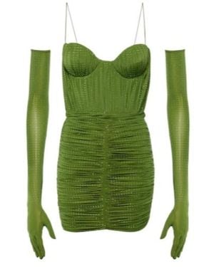Alex Perry Embellished Ruched Jersey Minidress - Green