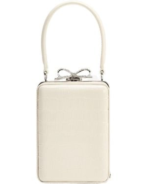 Self-Portrait Bow Embellished Embossed Micro Bag - White