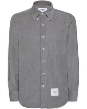 Thom Browne Logo-Patch Corduroy Shirt - Grey