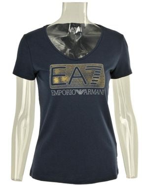 EA7 Item O-Neck Short-Sleeved T-Shirt - Blue