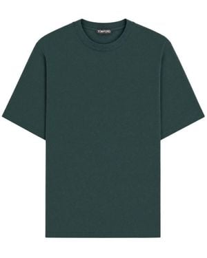 Tom Ford Logo-Embroidered Cotton T-Shirt - Green