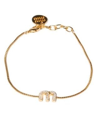 Miu Miu Embellished Bracelet - Metallic