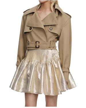 Self-Portrait Metallic Mini Skirt - Natural