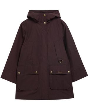 Barbour Id-Length Hooded Parka Features - Purple
