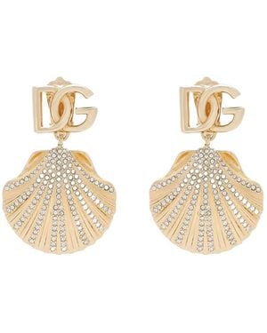 Dolce & Gabbana Dg Logo Lettering Embellished Earrings - Metallic