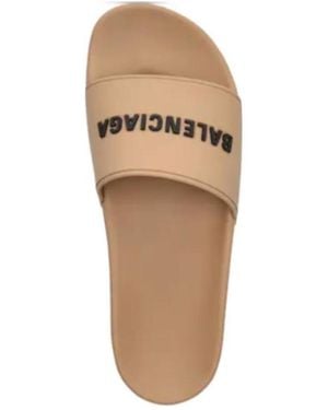 Balenciaga Logo Open-Toed Sandals - Natural