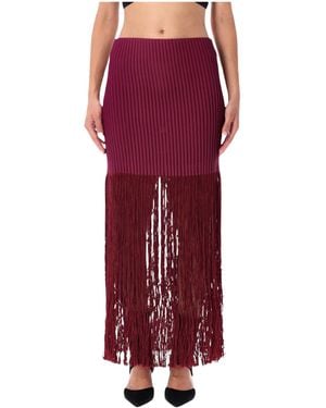 Alaïa Alaïa Fringed Knit Skirt - Red