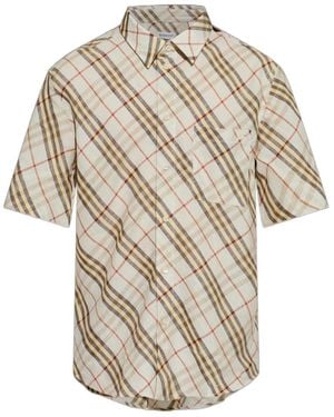Burberry Roland Checked Short Sleeve Shirt - White
