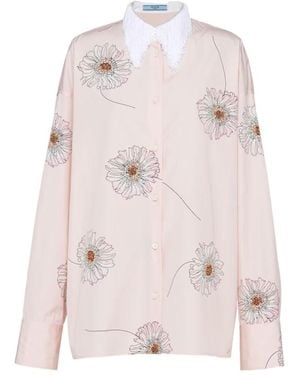 Prada Printed Poplin Shirt - Pink