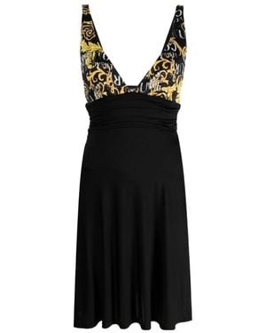 Versace Jeans Couture Couture Logo-Printed V-Neck Mini Dress - Black