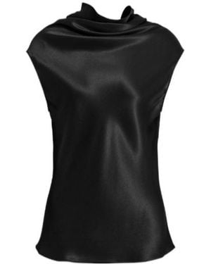 Alberta Ferretti Sleeveless Satin Top With Fluid Neckline - Black