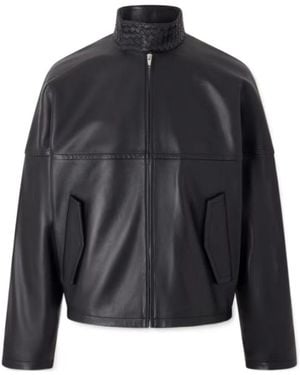 Bottega Veneta Long Sleeve Leather Jacket - Black