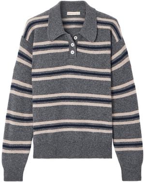 &Daughter Edith Striped Wool Polo Jumper - Grey