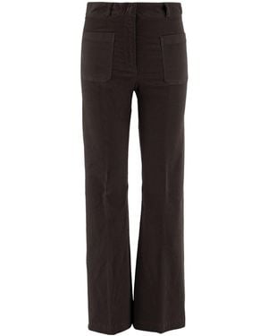 Ql2 Nina Flared Velvet Trousers - Black
