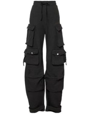 The Attico Cotton Fleece Cargo Pants - Black
