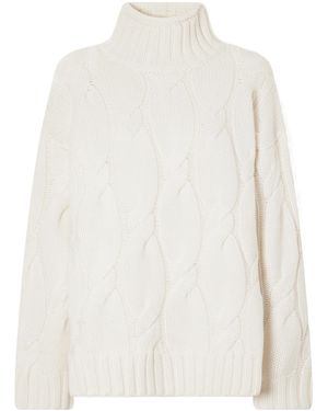 Loulou de Saison Cable-Knit Cashmere Turtleneck Sweater - White
